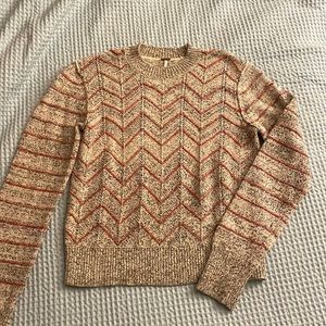FREE PEOPLE: Cream Long Sleeve Chevron Sweater size small